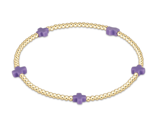 enewton egirl Signature Cross Small 2mm Gold Bracelet - Purple