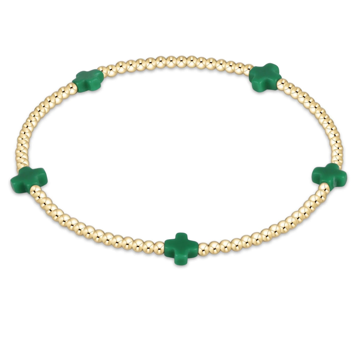 enewton egirl Signature Cross Small 2mm Gold Bracelet - Emerald