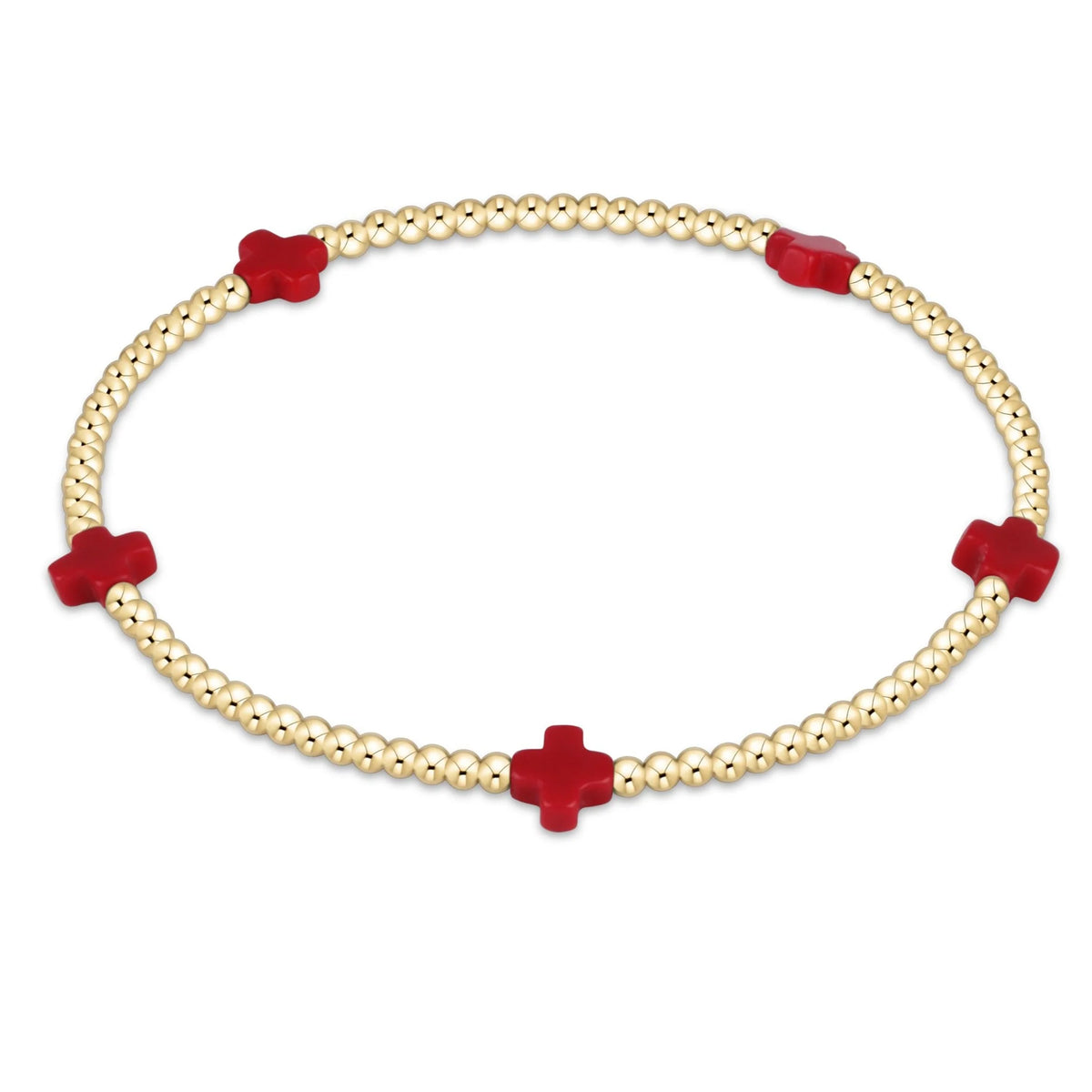 enewton egirl Signature Cross Small 2mm Gold Bracelet - Red