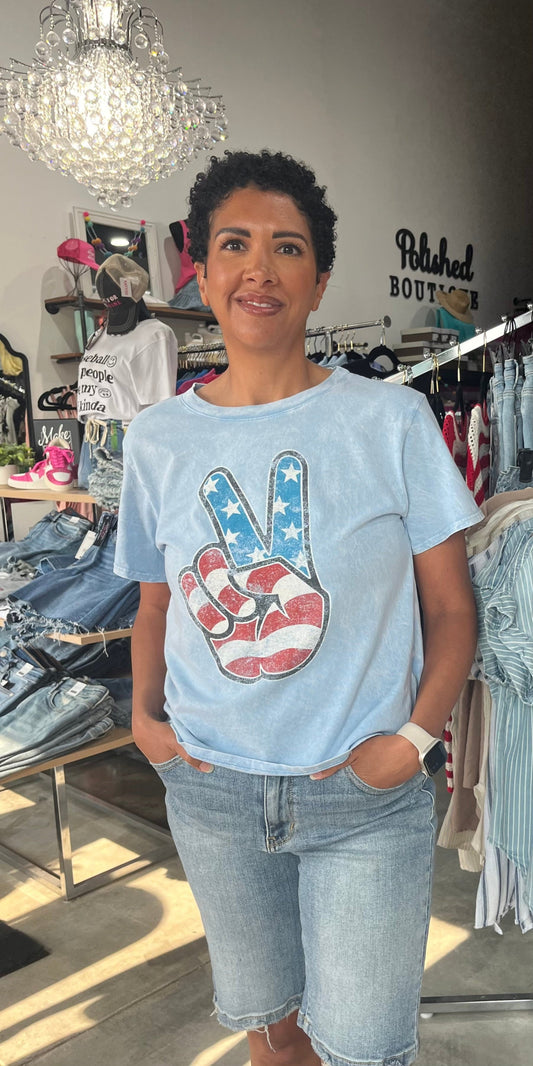 U.S.A. Peace Sign Graphic Tee