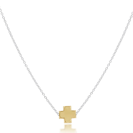 enewton 16" Necklace Mixed Metal - Signature Cross Gold