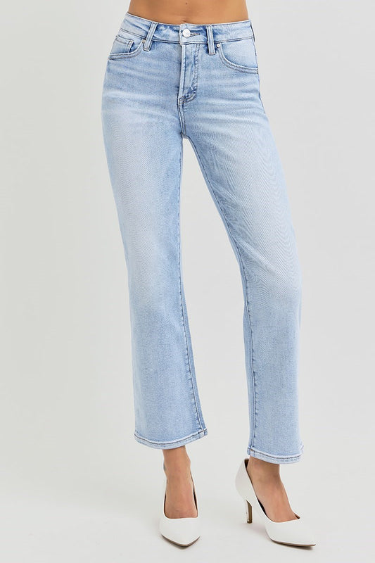 Risen Tummy Control High Rise Crop Straight Jeans