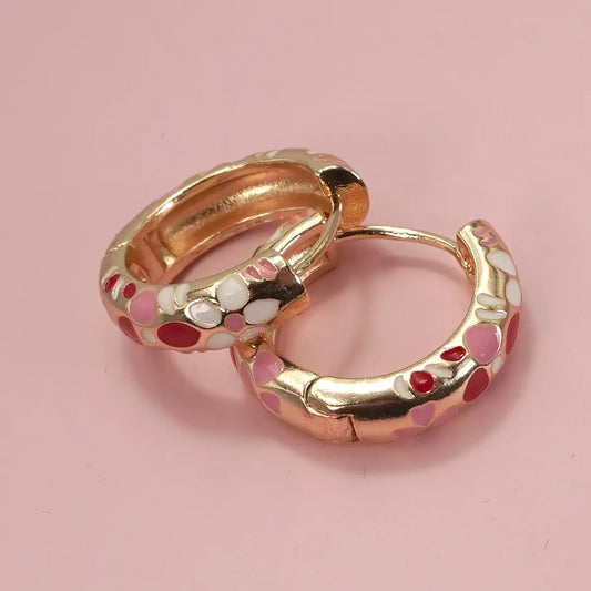 Colorful Enamel Flower Huggie Hoop Earrings