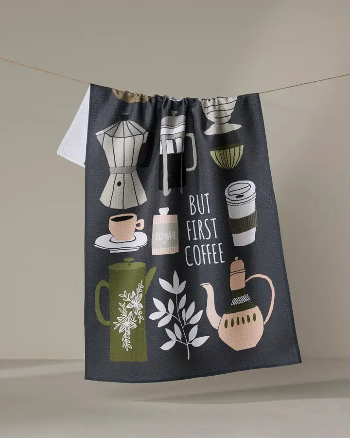 Geometry - But First Coffee Tea Towel