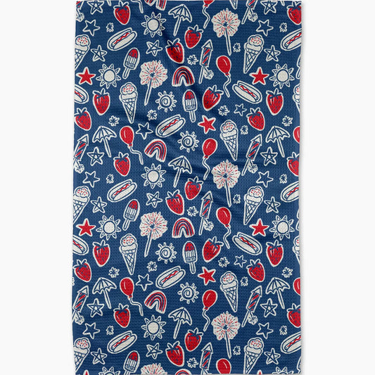 Geometry - Summer Fun in Blue Tea Towel