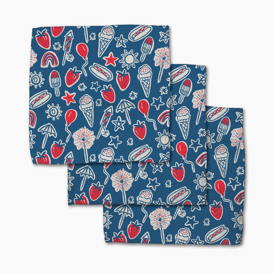 Geometry - Summer Fun in Blue Dishcloth Set