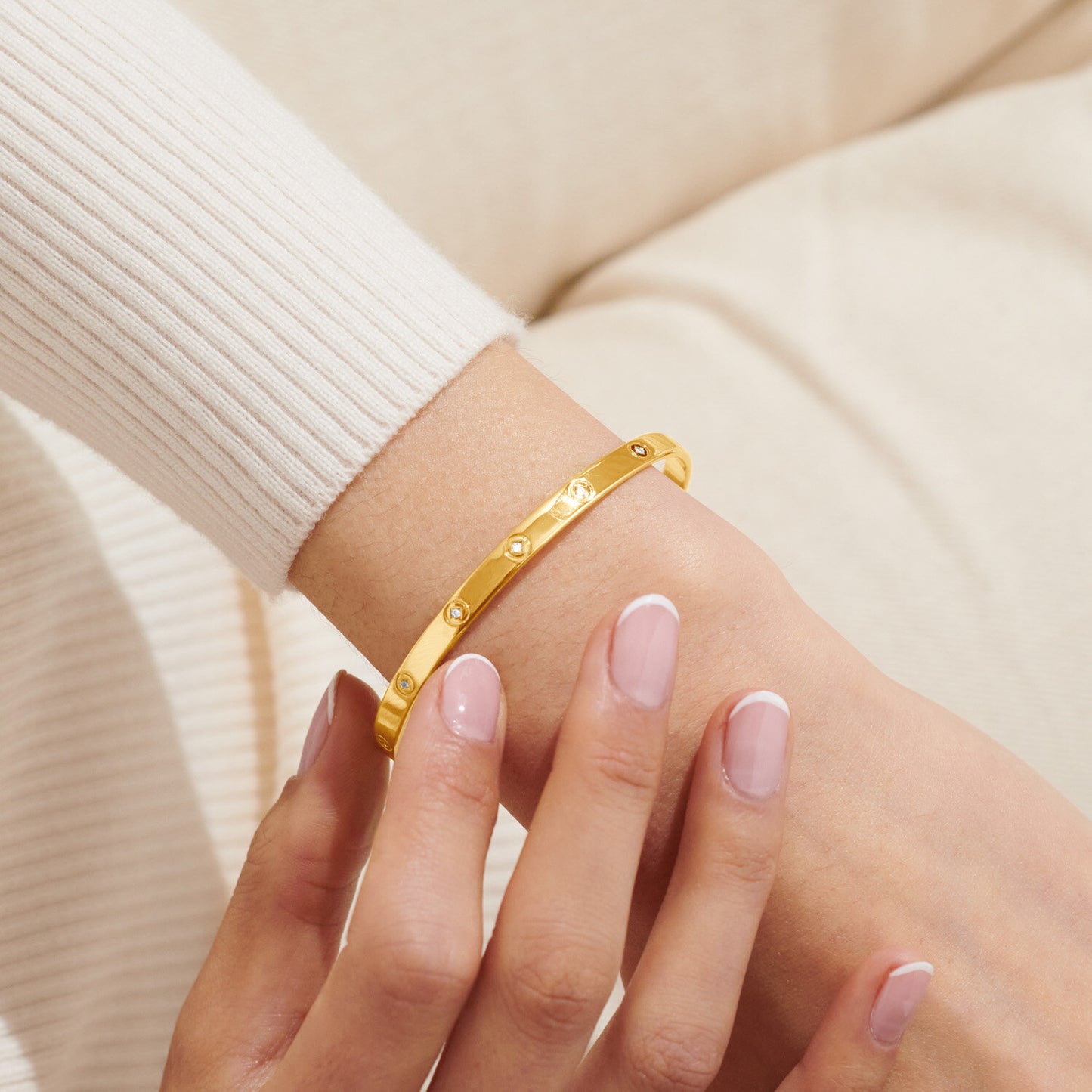 Cubic Zirconia Gold Bangle Bracelet