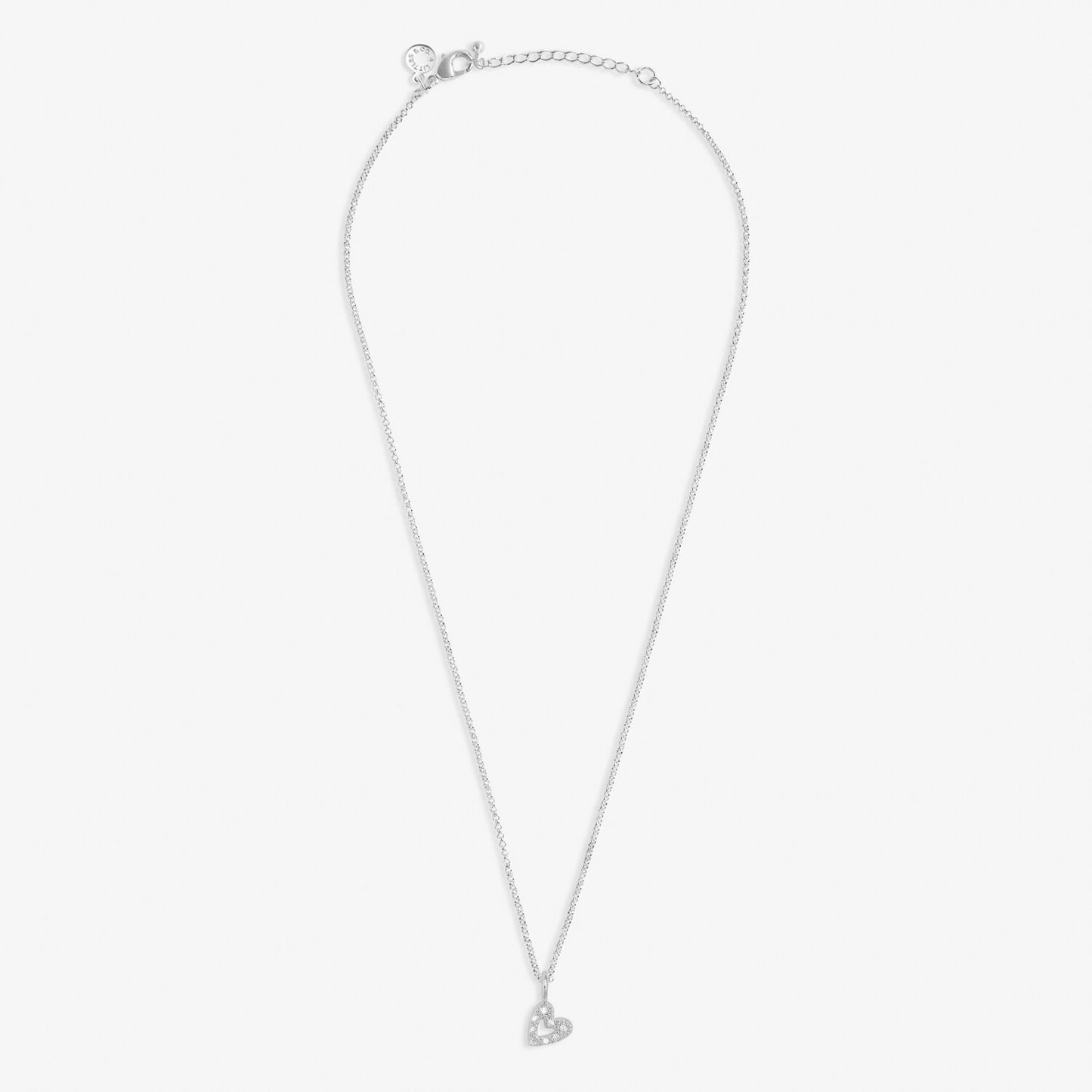 Mini Charms Pave Offset Silver Heart Necklace