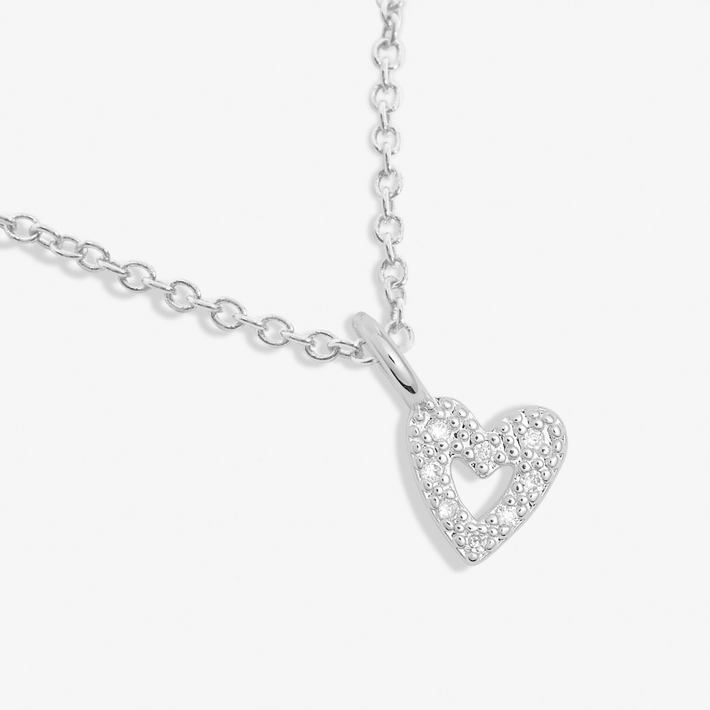 Mini Charms Pave Offset Silver Heart Necklace