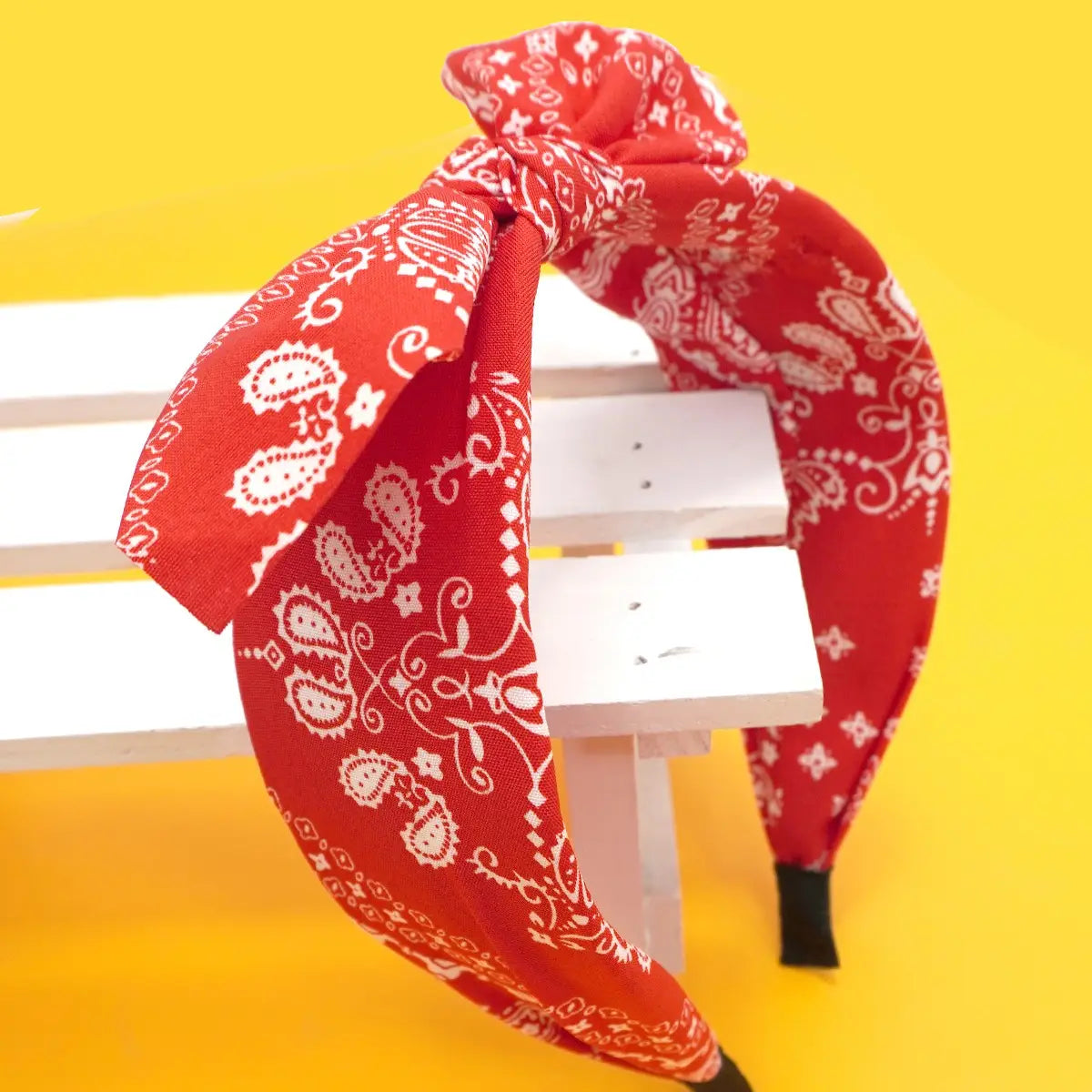 Wide Bow Boho Paisley Headband