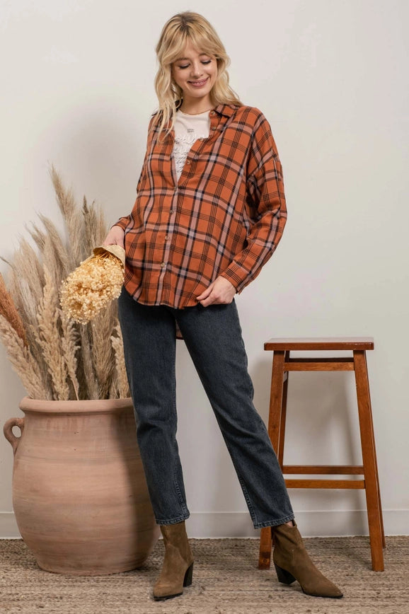 Cassandra Plaid Top