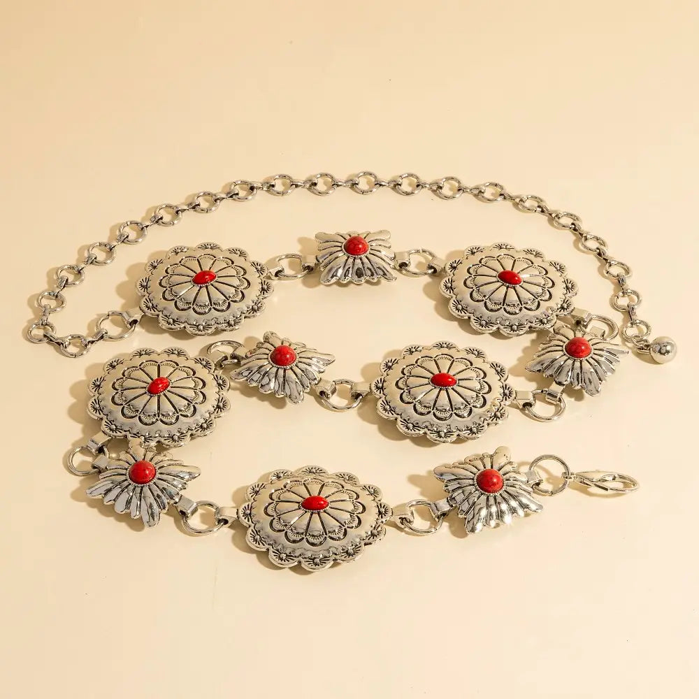 Western Round Concho Disc Chain Belt