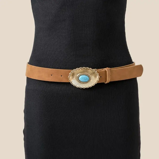 Large Western Turquoise Buckle Belt