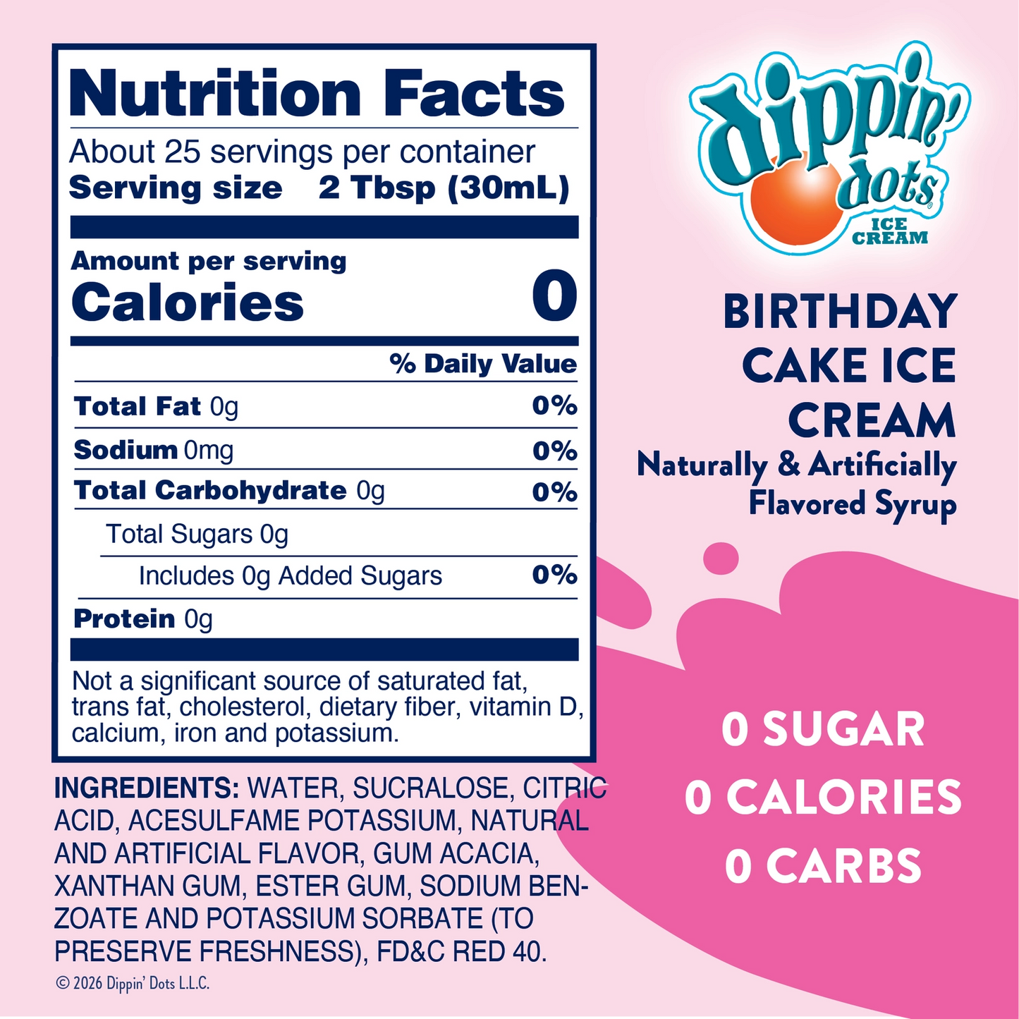Jordan's Dippin' Dots Birthday Cake Ice Cream Sugar Free Skinny Syrup