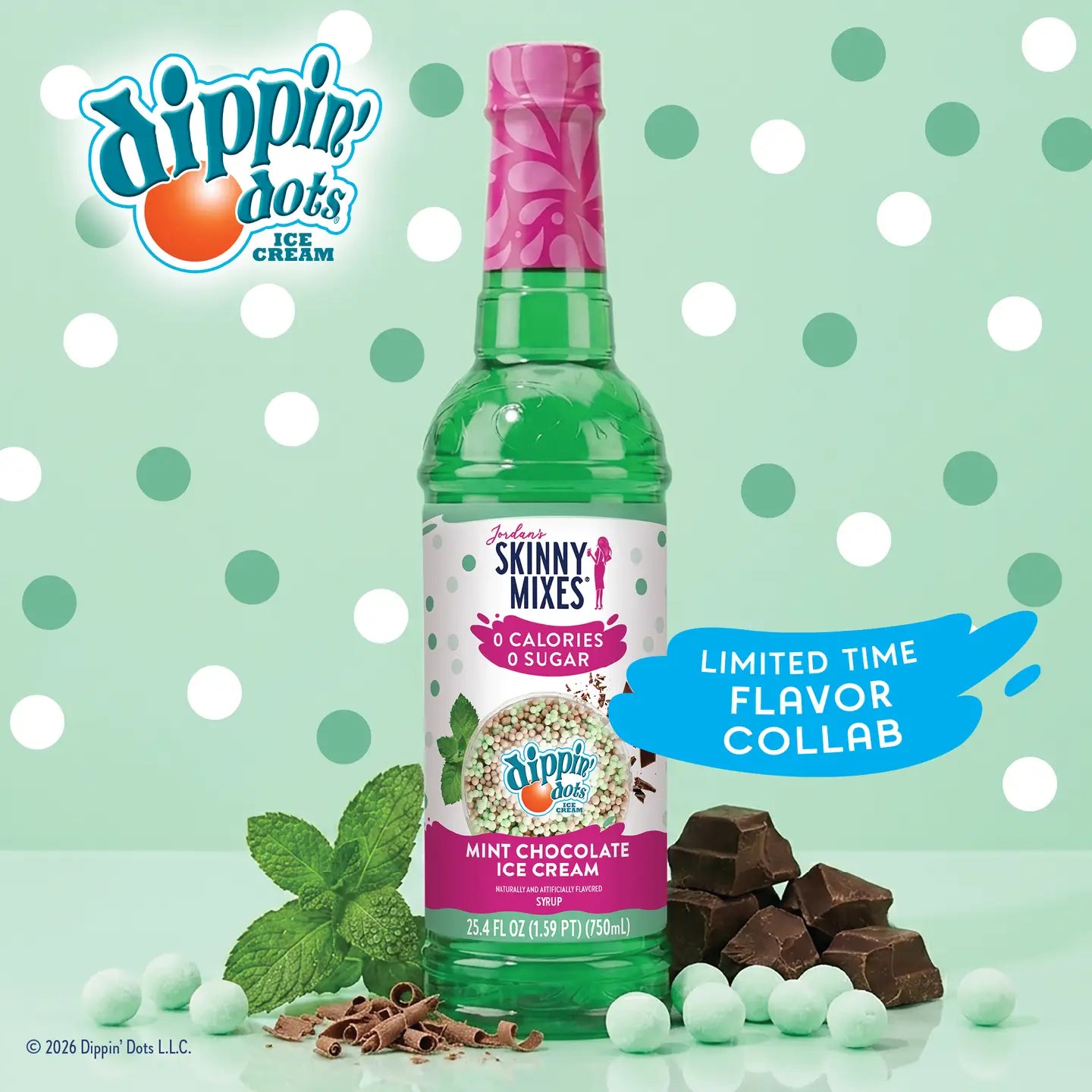 Jordan's Dippin' Dots Mint Chocolate Ice Cream Sugar Free Skinny Syrup