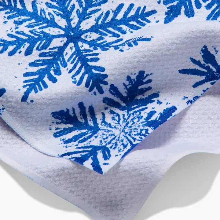 Geometry - Snowy Days Blue Tea Towel