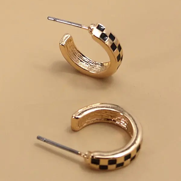 Mini Checker Hoop Earrings