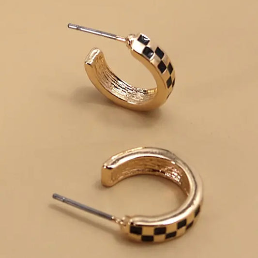 Mini Checker Hoop Earrings