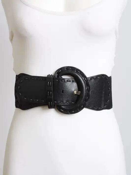 Distressed Look Wide Stich Belt
