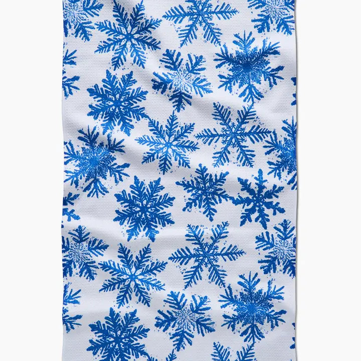 Geometry - Snowy Days Blue Tea Towel