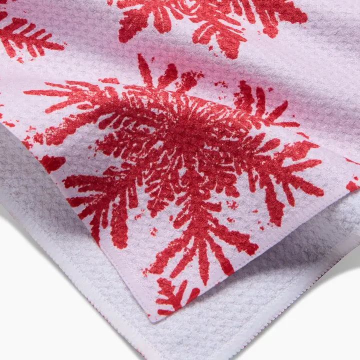 Geometry - Snowy Days Red Tea Towel
