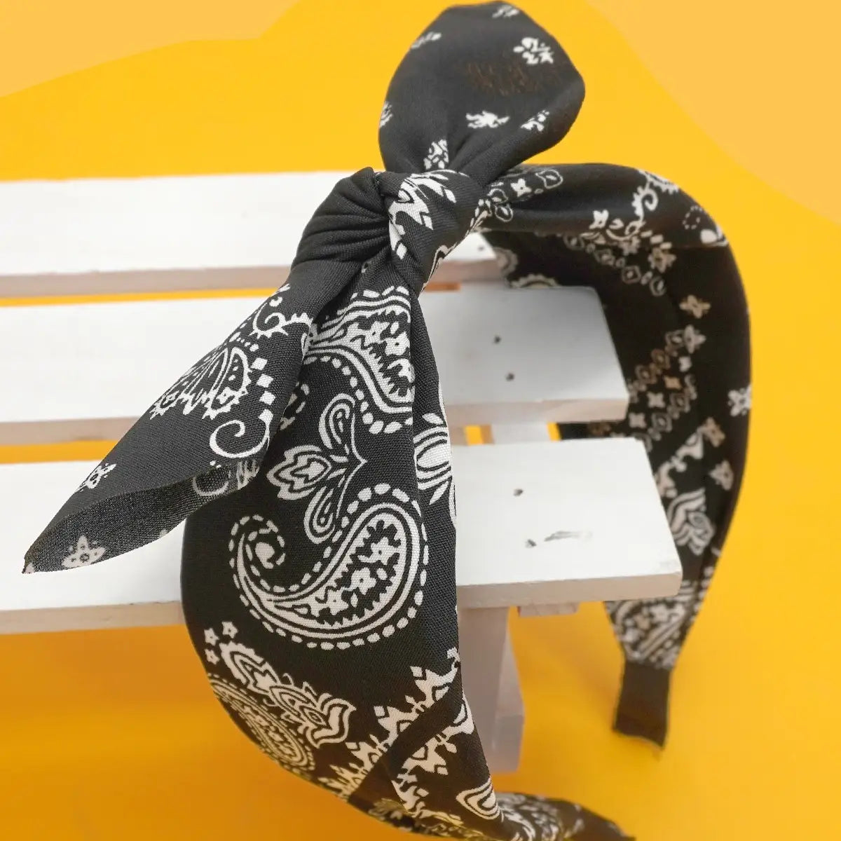 Wide Bow Boho Paisley Headband