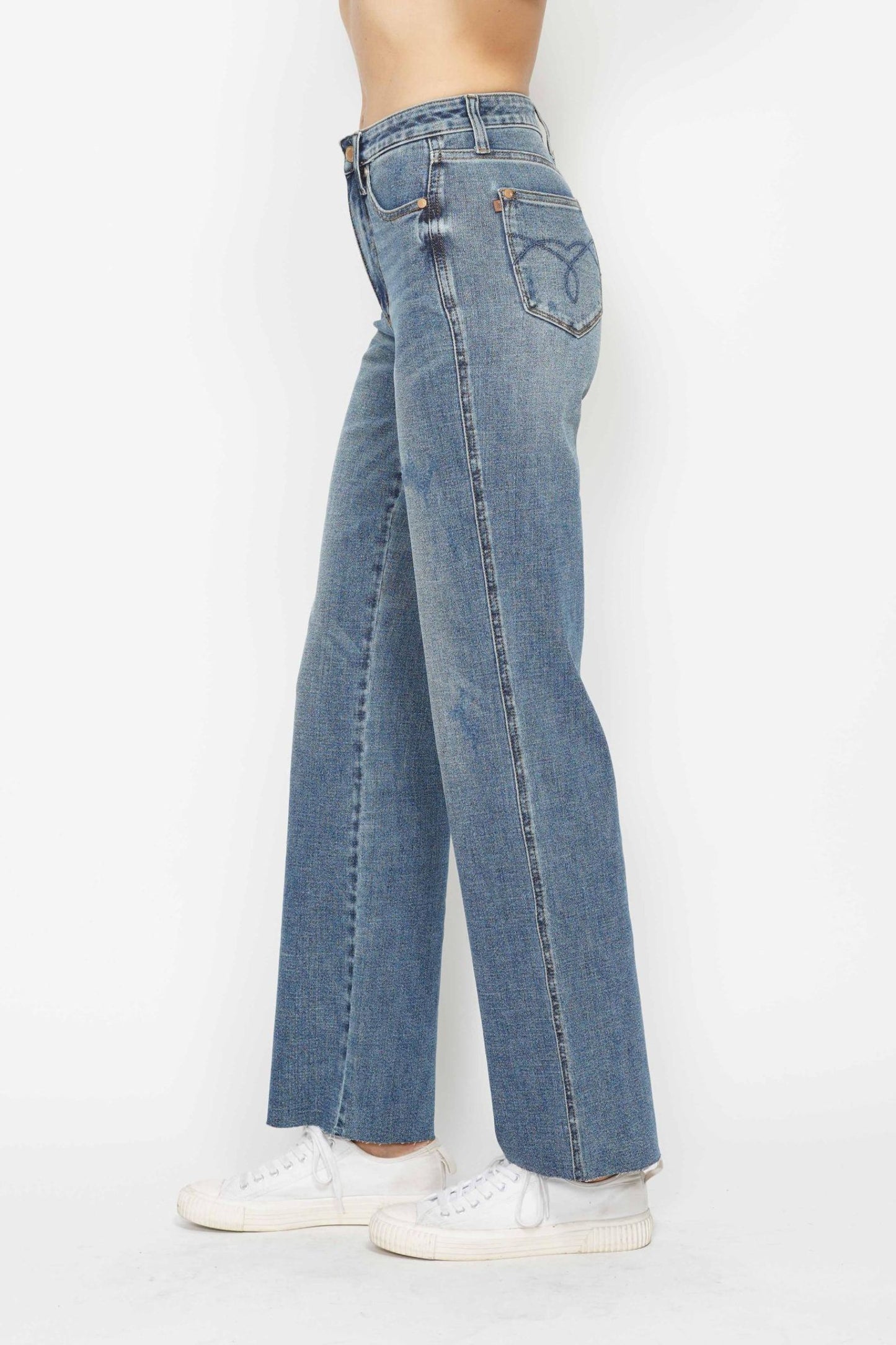 Judy Blue High Waist Straight Raw Hem Jeans