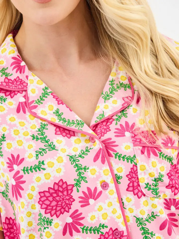 Charlotte Pajama Short Set Daisy Chain Pink