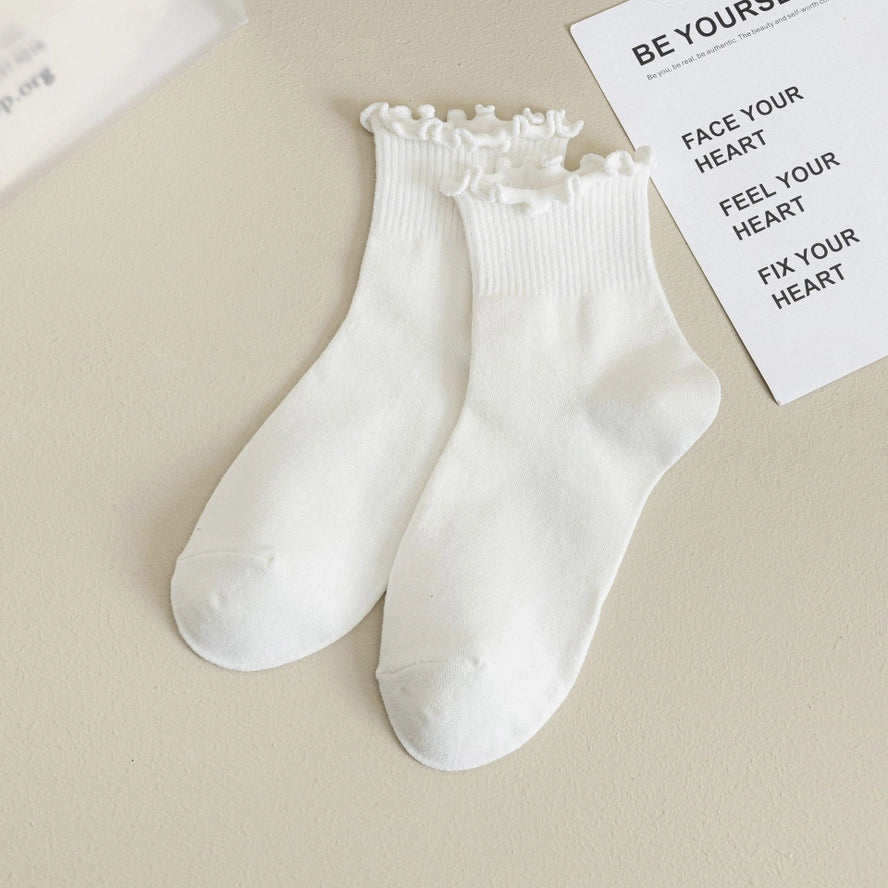 Women's Solid Ruffle Ankle Socks
