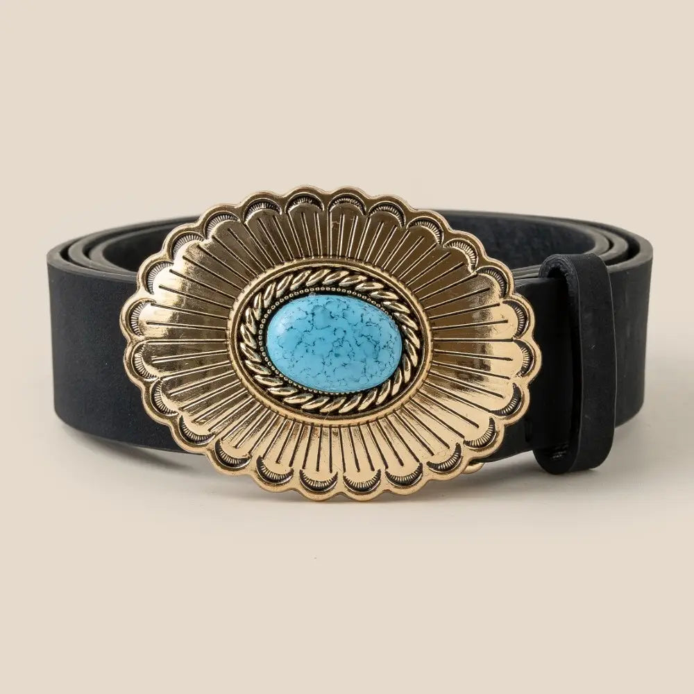 Large Western Turquoise Buckle Belt