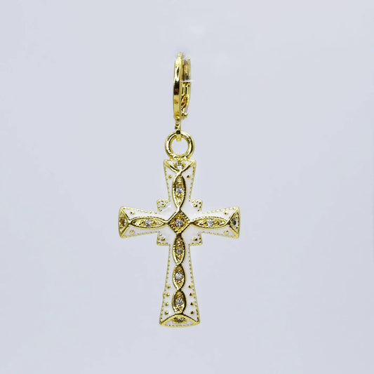 White Cross Of Heart Charm