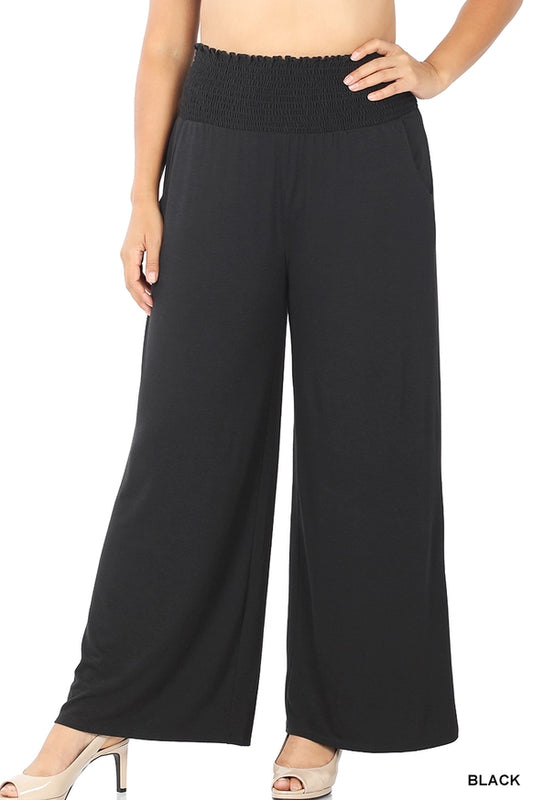 The Rylan Smocked Waist Lounge Pants-Curvy