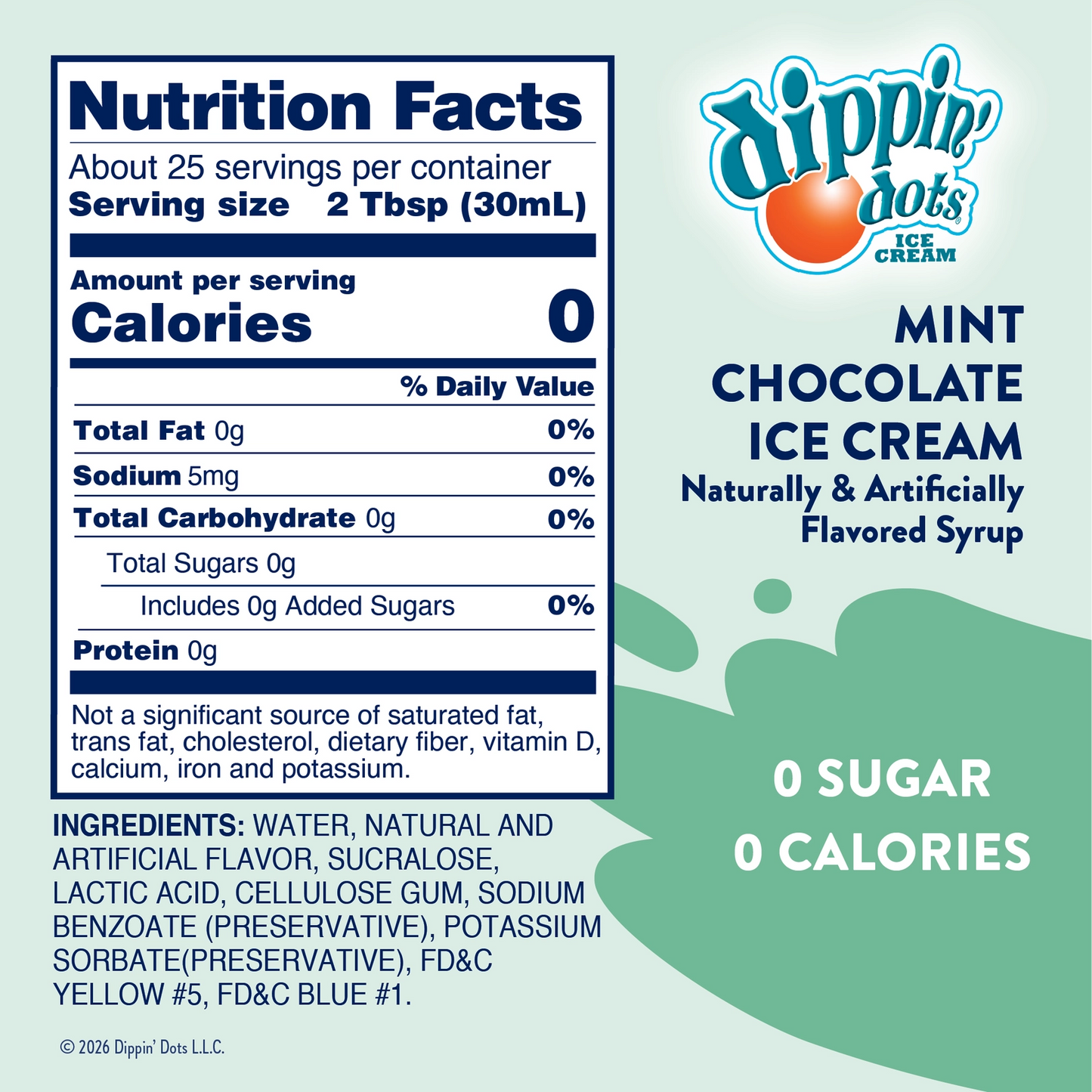 Jordan's Dippin' Dots Mint Chocolate Ice Cream Sugar Free Skinny Syrup