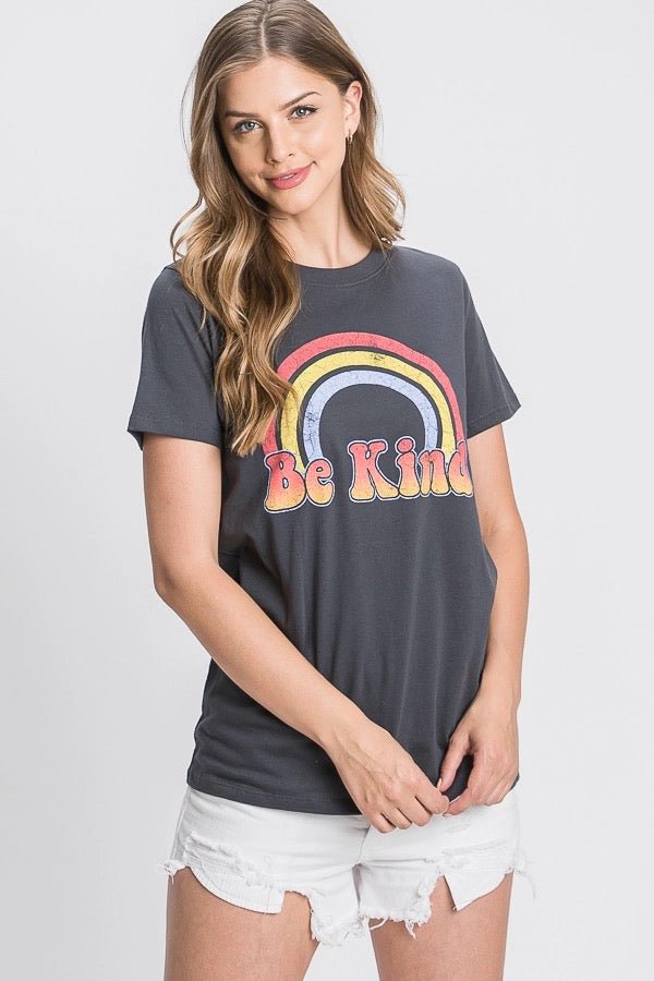 "Be Kind" Rainbow Tee - Polished Boutique