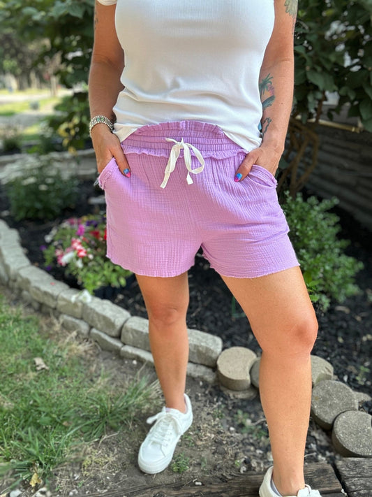 Double Gauze Drawstring Shorts - Polished Boutique