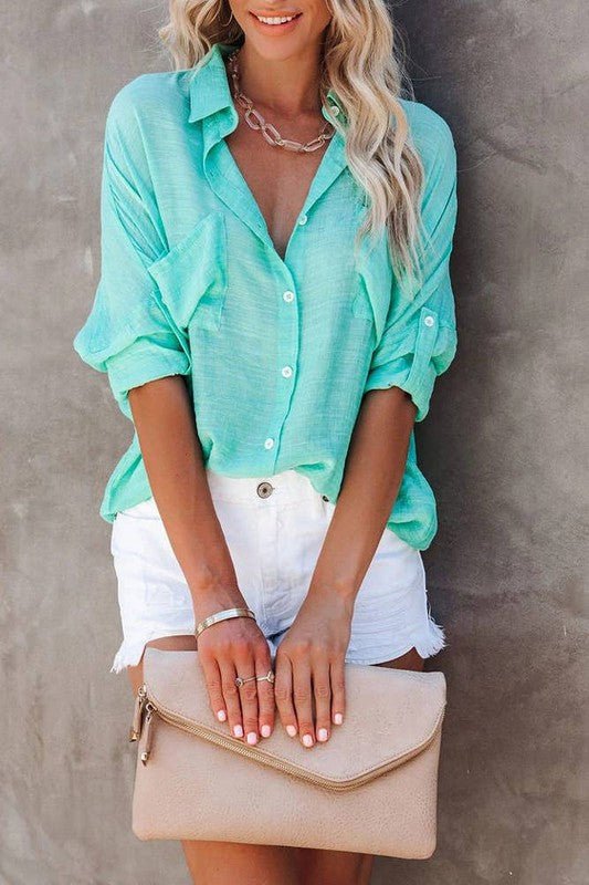 Sea Green Blouse Polished Boutique