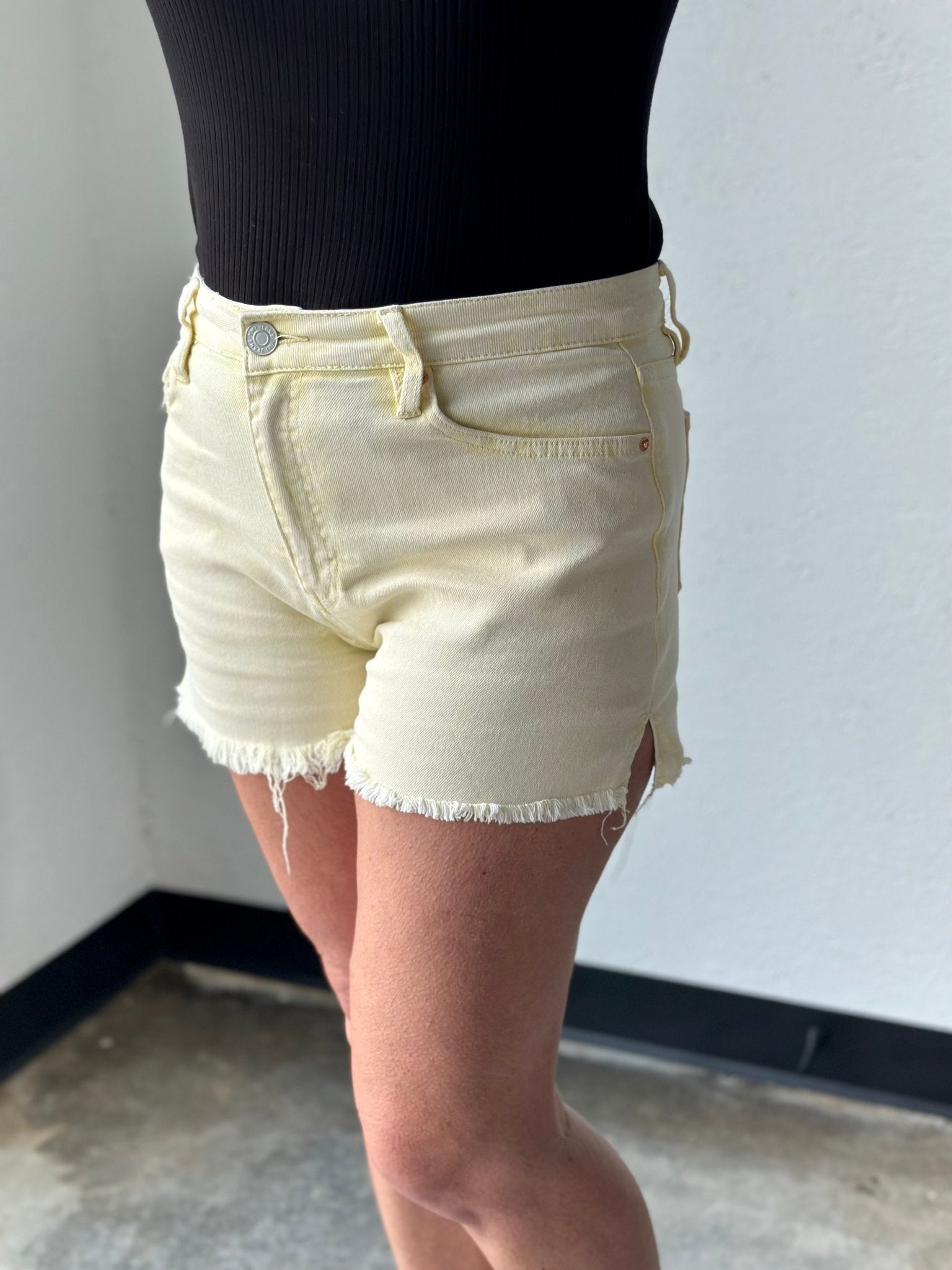 Yellow 80's Acid Washed Mom Shorts - Polished Boutique