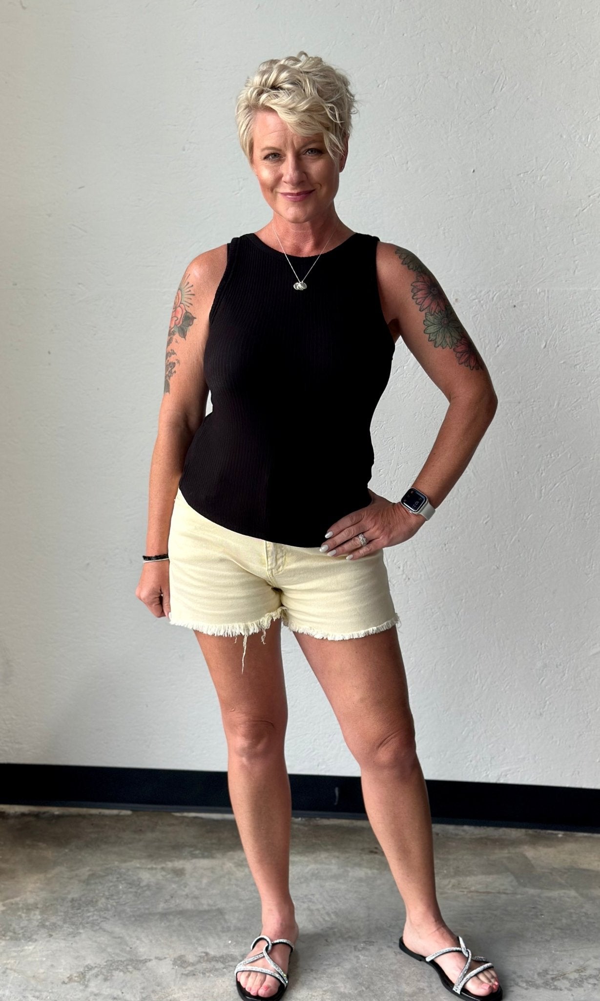 Yellow 80's Acid Washed Mom Shorts - Polished Boutique